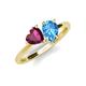 4 - Sasha Heart Shape Rhodolite Garnet & Pear Shape Blue Topaz 2 Stone Duo Ring 