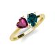 4 - Sasha Heart Shape Rhodolite Garnet & Pear Shape London Blue Topaz 2 Stone Duo Ring 