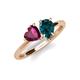 4 - Sasha Heart Shape Rhodolite Garnet & Pear Shape London Blue Topaz 2 Stone Duo Ring 