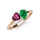 4 - Sasha Heart Shape Rhodolite Garnet & Pear Shape Lab Created Emerald 2 Stone Duo Ring 