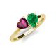 4 - Sasha Heart Shape Rhodolite Garnet & Pear Shape Lab Created Emerald 2 Stone Duo Ring 