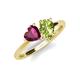 4 - Sasha Heart Shape Rhodolite Garnet & Pear Shape Peridot 2 Stone Duo Ring 