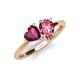 4 - Sasha Heart Shape Rhodolite Garnet & Pear Shape Pink Tourmaline 2 Stone Duo Ring 