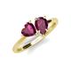 4 - Sasha Heart & Pear Shape Rhodolite Garnet 2 Stone Duo Ring 