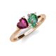 4 - Sasha Heart Shape Rhodolite Garnet & Pear Shape Lab Created Alexandrite 2 Stone Duo Ring 