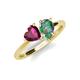 4 - Sasha Heart Shape Rhodolite Garnet & Pear Shape Lab Created Alexandrite 2 Stone Duo Ring 