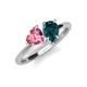 4 - Sasha Heart Shape Pink Tourmaline & Pear Shape London Blue Topaz 2 Stone Duo Ring 