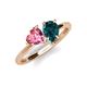 4 - Sasha Heart Shape Pink Tourmaline & Pear Shape London Blue Topaz 2 Stone Duo Ring 