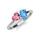 4 - Sasha Heart Shape Pink Tourmaline & Pear Shape Blue Topaz 2 Stone Duo Ring 