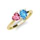 4 - Sasha Heart Shape Pink Tourmaline & Pear Shape Blue Topaz 2 Stone Duo Ring 