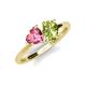 4 - Sasha Heart Shape Pink Tourmaline & Pear Shape Peridot 2 Stone Duo Ring 