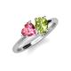 4 - Sasha Heart Shape Pink Tourmaline & Pear Shape Peridot 2 Stone Duo Ring 