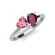 4 - Sasha Heart Shape Pink Tourmaline & Pear Shape Rhodolite Garnet 2 Stone Duo Ring 