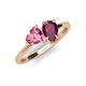 4 - Sasha Heart Shape Pink Tourmaline & Pear Shape Rhodolite Garnet 2 Stone Duo Ring 