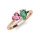 4 - Sasha Heart Shape Pink Tourmaline & Pear Shape Lab Created Alexandrite 2 Stone Duo Ring 