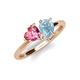 4 - Sasha Heart Shape Pink Tourmaline & Pear Shape Aquamarine 2 Stone Duo Ring 