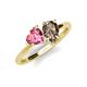 4 - Sasha Heart Shape Pink Tourmaline & Pear Shape Smoky Quartz 2 Stone Duo Ring 