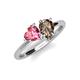 4 - Sasha Heart Shape Pink Tourmaline & Pear Shape Smoky Quartz 2 Stone Duo Ring 