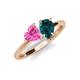 4 - Sasha Heart Shape Lab Created Pink Sapphire & Pear Shape London Blue Topaz 2 Stone Duo Ring 