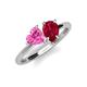 4 - Sasha Heart & Pear Shape Created Pink Sapphire & Created Ruby 2 Stone Duo Ring 