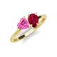 4 - Sasha Heart & Pear Shape Created Pink Sapphire & Created Ruby 2 Stone Duo Ring 