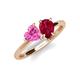 4 - Sasha Heart & Pear Shape Created Pink Sapphire & Created Ruby 2 Stone Duo Ring 