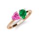4 - Sasha Heart & Pear Shape Created Pink Sapphire & Created Emerald 2 Stone Duo Ring 