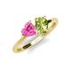 4 - Sasha Heart Shape Lab Created Pink Sapphire & Pear Shape Peridot 2 Stone Duo Ring 