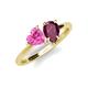 4 - Sasha Heart Shape Lab Created Pink Sapphire & Pear Shape Rhodolite Garnet 2 Stone Duo Ring 