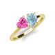 4 - Sasha Heart Shape Lab Created Pink Sapphire & Pear Shape Aquamarine 2 Stone Duo Ring 