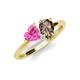 4 - Sasha Heart Shape Lab Created Pink Sapphire & Pear Shape Smoky Quartz 2 Stone Duo Ring 