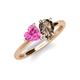 4 - Sasha Heart Shape Lab Created Pink Sapphire & Pear Shape Smoky Quartz 2 Stone Duo Ring 