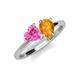 4 - Sasha Heart Shape Lab Created Pink Sapphire & Pear Shape Citrine 2 Stone Duo Ring 