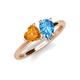 4 - Sasha Heart Shape Citrine & Pear Shape Blue Topaz 2 Stone Duo Ring 