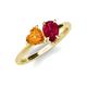 4 - Sasha Heart Shape Citrine & Pear Shape Lab Created Ruby 2 Stone Duo Ring 