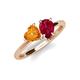 4 - Sasha Heart Shape Citrine & Pear Shape Lab Created Ruby 2 Stone Duo Ring 