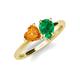 4 - Sasha Heart Shape Citrine & Pear Shape Lab Created Emerald 2 Stone Duo Ring 