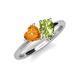 4 - Sasha Heart Shape Citrine & Pear Shape Peridot 2 Stone Duo Ring 