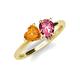 4 - Sasha Heart Shape Citrine & Pear Shape Pink Tourmaline 2 Stone Duo Ring 