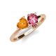 4 - Sasha Heart Shape Citrine & Pear Shape Pink Tourmaline 2 Stone Duo Ring 