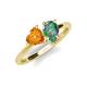 4 - Sasha Heart Shape Citrine & Pear Shape Lab Created Alexandrite 2 Stone Duo Ring 