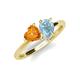 4 - Sasha Heart Shape Citrine & Pear Shape Aquamarine 2 Stone Duo Ring 