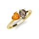 4 - Sasha Heart Shape Citrine & Pear Shape Smoky Quartz 2 Stone Duo Ring 