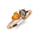 4 - Sasha Heart Shape Citrine & Pear Shape Smoky Quartz 2 Stone Duo Ring 