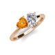 4 - Sasha IGI Certified Pear Shape Lab Grown Diamond & Heart Shape Citrine 2 Stone Duo Ring 