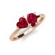 4 - Sasha Heart & Pear Shape Lab Created Ruby 2 Stone Duo Ring 