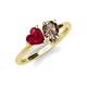 4 - Sasha Heart Shape Lab Created Ruby & Pear Shape Smoky Quartz 2 Stone Duo Ring 