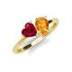 4 - Sasha Heart Shape Lab Created Ruby & Pear Shape Citrine 2 Stone Duo Ring 