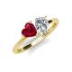 4 - Sasha Heart Shape Lab Created Ruby & Pear Shape Forever Brilliant Moissanite 2 Stone Duo Ring 