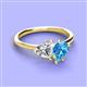 3 - Sasha IGI Certified Heart Shape Lab Grown Diamond & Pear Shape Blue Topaz Stone Duo Ring 